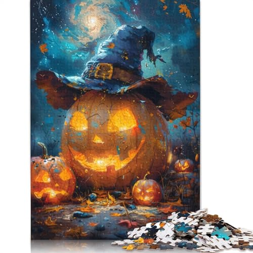 Halloween-Puzzle mit Kürbislaterne und Hut für Erwachsene, Lernspiele, Familienaktivitäten, Puzzle für Kinder ab 12 Jahren, 1000 Teile (75 x 50 cm) von LMYmoney