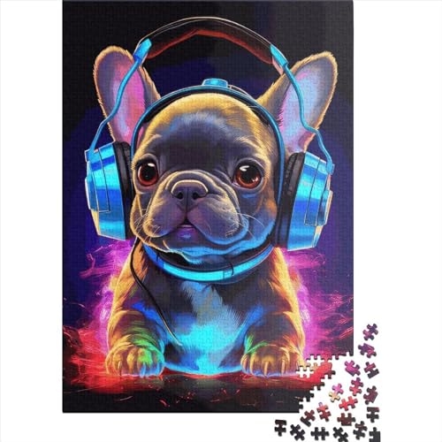 Hunde-Kopfhörer-DJ-Puzzles 300 Teile für Teenager-Geschenke, Holzpuzzle, Erwachsenen-Puzzle für Kinder, 300 Teile (40 x 28 cm) von LMYmoney