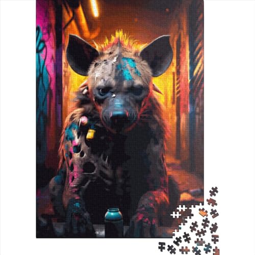 Hyänen-Graffiti-Puzzle für Erwachsene und Jugendliche, 300 Teile. Puzzle für Erwachsene und Jugendliche. Lernpuzzle, 300 Teile (40 x 28 cm) von LMYmoney