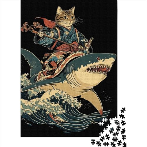 Japanisches Hai-Katzen-Puzzle für Erwachsene, Lernspiel, Cooles Puzzle für Erwachsene und Kinder, 1000 Teile (75 x 50 cm) von LMYmoney