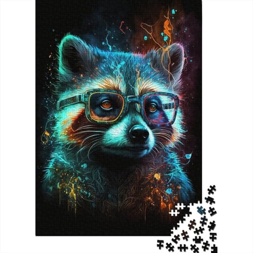 Kosmischer Waschbär mit Brille, Puzzle 1000 Teile für Kinder, Puzzle für Kinder, 1000-teiliges Puzzle, Lernspiele, 1000 Teile (75 x 50 cm) von LMYmoney