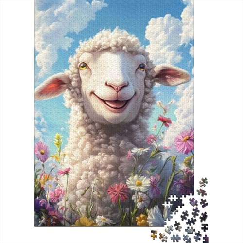 Kreatives Puzzle mit 1000 Teilen, süßes Baby-Schaf-Puzzle, rechteckiges Puzzle, Lernspielzeug, Geschenk für Kinder, 1000 Stück (75 x 50 cm) von LMYmoney