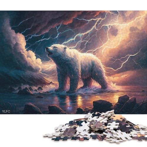 Kreatives rechteckiges Puzzle für Kinder, 1000 Teile, Tierkunst, Eisbär, Puzzle, praktisches Spiel, Familiendekoration, 1000 Teile (75 x 50 cm) von LMYmoney