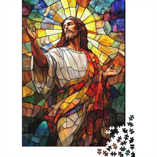 Kunst, Christlicher Jesus, Christliche religiöse Überzeugungen, Puzzle, Alter 18 Jahre, Upe Lernspiele, Papier, rechteckiges Puzzle für Erwachsene und Teenager, 70 x 50 cm/1000 Teile von LMYmoney