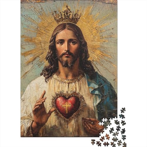 Kunst Christlich Jesus Christlich Religiös Gebet Geschenke Puzzle Entspannen Herausforderung Spielzeug Papier Rechteckiges Puzzle für Erwachsene Kinder 38x26cm/1000 Teile von LMYmoney