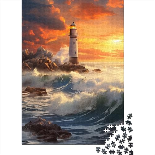 Leuchtturm in der Brandung, Puzzle 300 Teile, Puzzle für Kinder, Denkspiel, Puzzlespielzeug für Kinder, 300 Teile (40 x 28 cm) von LMYmoney