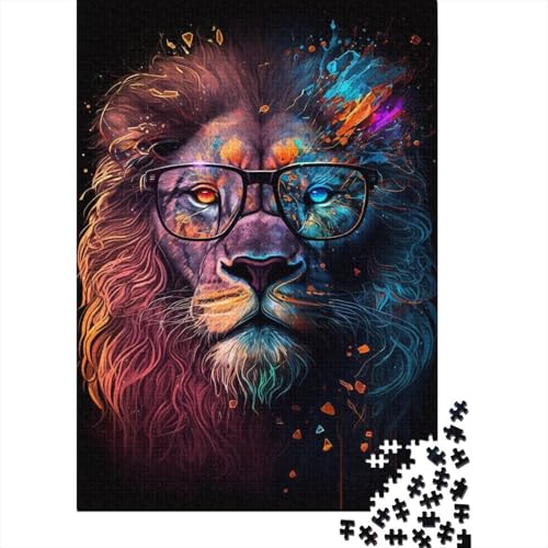 Löwe mit Brille Puzzle für Erwachsene 1000 Teile, klassisches Puzzle, Puzzle, Wandkunst, einzigartiges Spielzeug, Geschenk, 1000 Teile (75 x 50 cm) von LMYmoney