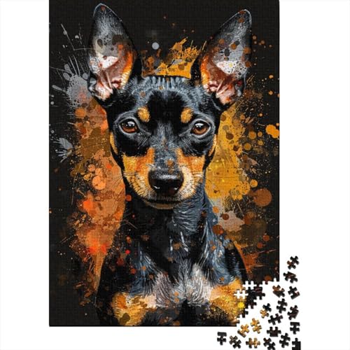 Miniatur-Pinscher-Hundekunst-Puzzle für Teenager, 1000 Teile, Puzzle, Denksport-Puzzles für Kinder, 1000 Teile (75 x 50 cm) von LMYmoney