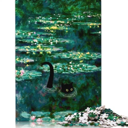 Monet Seerosen Katze Puzzle für Erwachsene Lernspiel Coole Puzzles für Erwachsene Kinder 1000 Teile (75x50cm) von LMYmoney