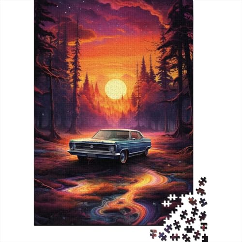 Neon-Auto in der Natur, 500-teiliges Puzzle für Kinder, kreatives rechteckiges Puzzle, Geschenk, Puzzlespiel, Denksportaufgaben, Spielzeug, 500 Stück (52 x 38 cm) von LMYmoney