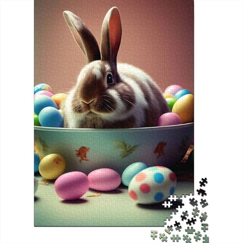 Niedlicher Osterhase, Ostergeschenke, Puzzle, anspruchsvolle Spiele für die ganze Familie, 100% recycelte Pappe, Puzzle für Erwachsene und Kinder, 70 x 50 cm, 1000 Teile von LMYmoney