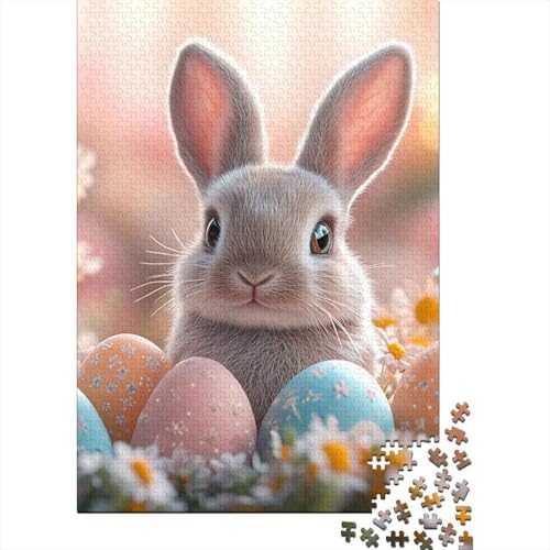 Niedlicher Osterhase, Ostergeschenke, Puzzlespaß, 100 Prozent Recycling-Karton, Puzzle für Kinder und Erwachsene ab 12 Jahren, 38 x 26 cm, 1000 Teile von LMYmoney