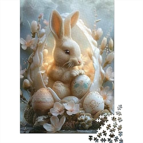 Niedlicher Osterhase, Ostergeschenke, Puzzlespielzeug, Lernspiel, 100 Prozent recycelte Pappe, Puzzle für Kinder und Erwachsene ab 12 Jahren, 38 x 26 cm, 1000 Teile von LMYmoney