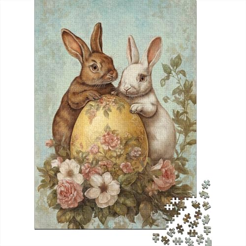 Niedlicher Osterhase, Ostergeschenke, Puzzlespielzeug, Lernspiel, 100 Prozent recycelte Pappe, Puzzle für Kinder und Erwachsene ab 12 Jahren, 38 x 26 cm, 1000 Teile von LMYmoney