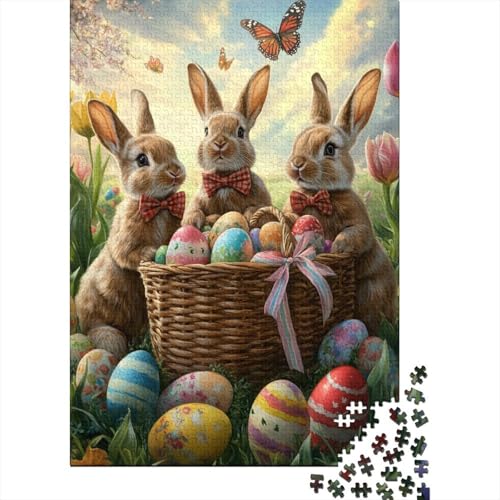 Niedlicher Osterhase, christliche Geschenke, Puzzle, herausfordernd und knifflig, 100 Prozent recycelte Pappe, Puzzle für Erwachsene und Teenager, 70 x 50 cm/1000 Teile von LMYmoney