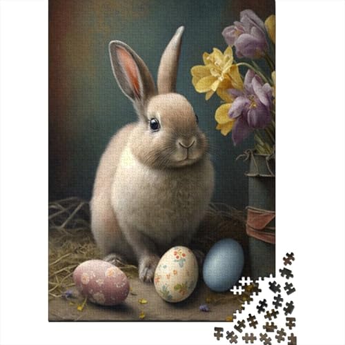 Niedlicher Osterhase, christliches religiöses Gebet, Geschenke, Puzzle, Entspannung, Herausforderung, Spielzeug, Papier, rechteckiges Puzzle für Erwachsene und Kinder, 38 x 26 cm/1000 Teile von LMYmoney