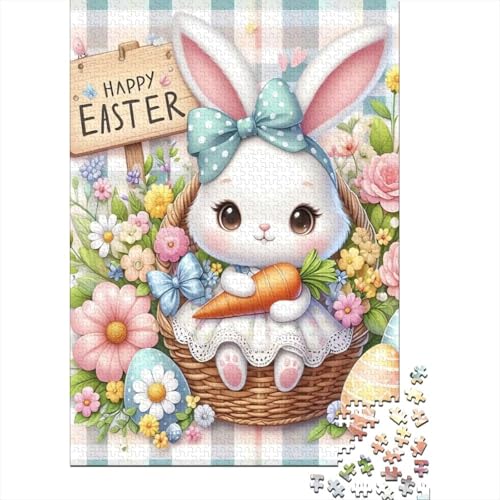 Niedlicher Osterhase, christliches religiöses Gebet, Geschenke, Puzzle, Entspannung, Herausforderung, Spielzeug, Papier, rechteckiges Puzzle für Erwachsene und Kinder, 38 x 26 cm/1000 Teile von LMYmoney