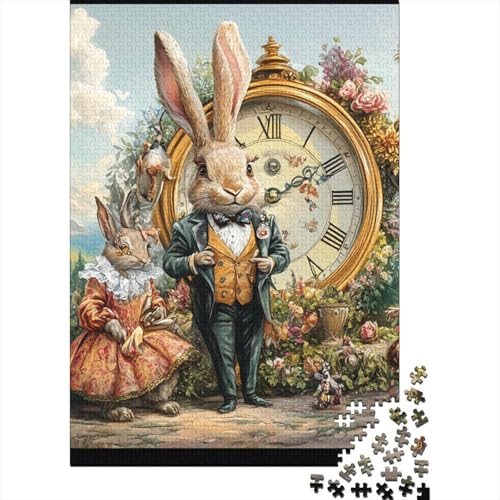 Niedlicher Osterhase, christliches religiöses Gebet, Geschenke, Puzzle, Entspannung, Herausforderung, Spielzeug, Papier, rechteckiges Puzzle für Erwachsene und Kinder, 70 x 50 cm/1000 Teile von LMYmoney