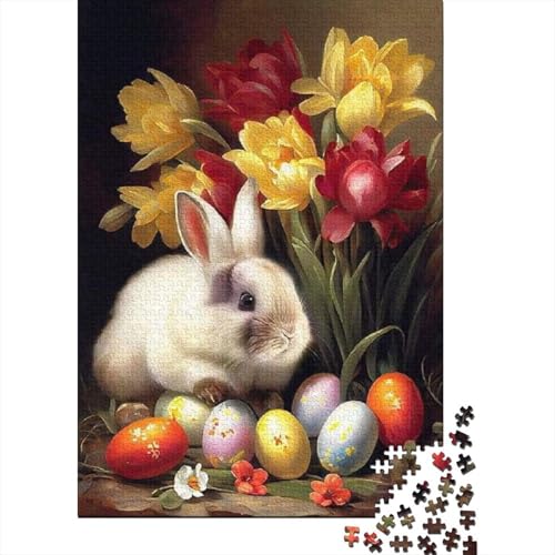 Niedlicher Osterhase, christliches religiöses Gebet, Geschenke, Puzzle, Entspannung, Herausforderung, Spielzeug, Papier, rechteckiges Puzzle für Erwachsene und Kinder, 70 x 50 cm/1000 Teile von LMYmoney