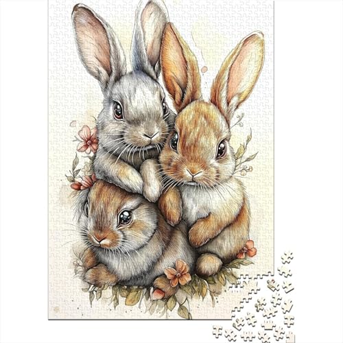 Niedlicher Osterhase, heilende und inspirierende Gebete, Puzzle, kreative Spiele, 100% recycelter Karton, Puzzle für Erwachsene und Kinder, 70 x 50 cm, 1000 Teile von LMYmoney