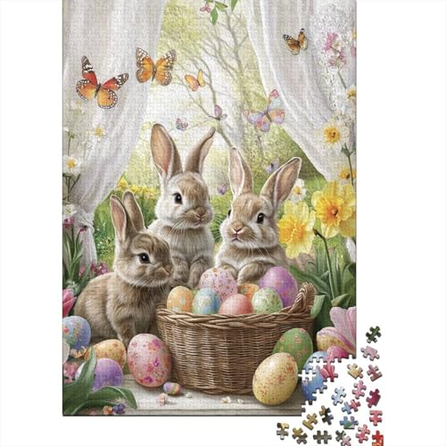 Niedlicher Osterhase, heilende und inspirierende Gebete, Puzzle, kreative Spiele, rechteckiges Papierpuzzle für Jungen oder Mädchen, 70 x 50 cm/1000 Teile von LMYmoney