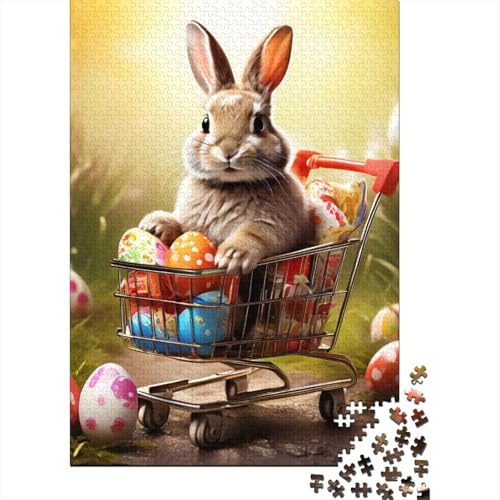 Niedlicher Osterhase, religiöses und inspirierendes Puzzle, farbenfrohes Puzzle aus 100% recycelter Pappe für Kinder und Erwachsene ab 12 Jahren, 70 x 50 cm, 1000 Teile von LMYmoney