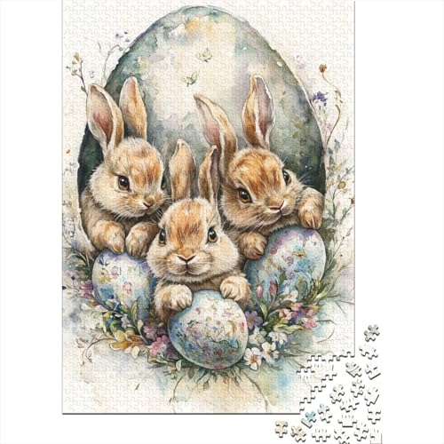 Niedliches Osterhäschen-Puzzle mit christlichen religiösen Überzeugungen, präzise ineinander greifendes Puzzle aus 100% recycelter Pappe für Erwachsene und Kinder, 38 x 26 cm, 1000 Teile von LMYmoney