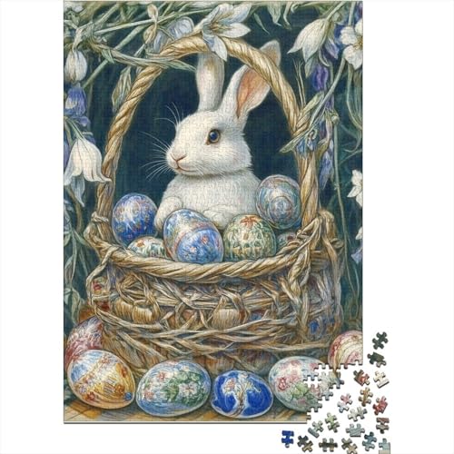 Niedliches Osterhäschen-Puzzle mit christlichen religiösen Überzeugungen, präzise ineinander greifendes Puzzle aus 100% recycelter Pappe für Erwachsene und Kinder, 70 x 50 cm/1000 Teile von LMYmoney