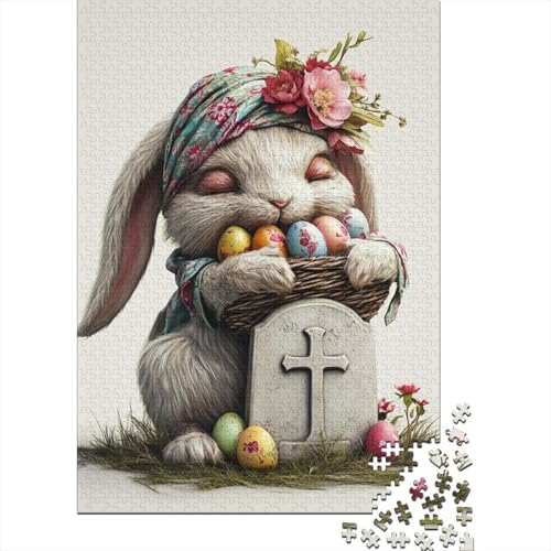 Ostern Niedlicher Hase Bibelverse Religiöse Geschenke Puzzle Lernspiel 100 Prozent Recyclingkarton Puzzle für Jungen oder Mädchen 38x26cm/1000Teile von LMYmoney