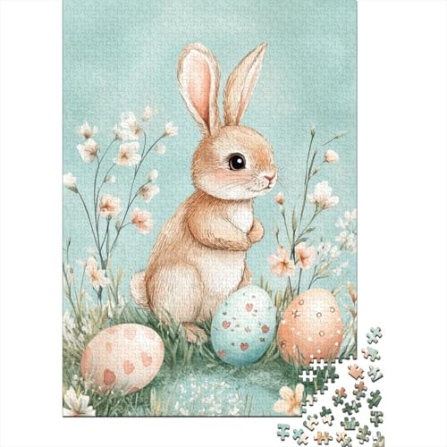 Ostern Niedlicher Hase Devoted Believers Puzzle Schwierig Schwer 100 Prozent Recyclingkarton Puzzle für Jungen oder Mädchen 70x50cm/1000 Teile von LMYmoney