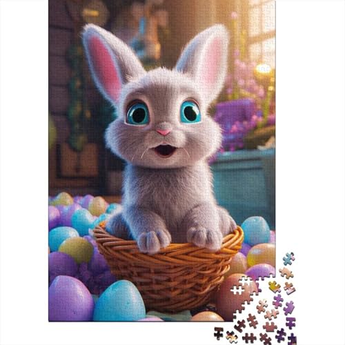 Ostern Niedlicher Hase Ostergeschenke Puzzle Dekompressionsspielzeug 100 Prozent Recyclingkarton Puzzle für Kinder und Erwachsene ab 12 Jahren 38x26cm/1000 Teile von LMYmoney