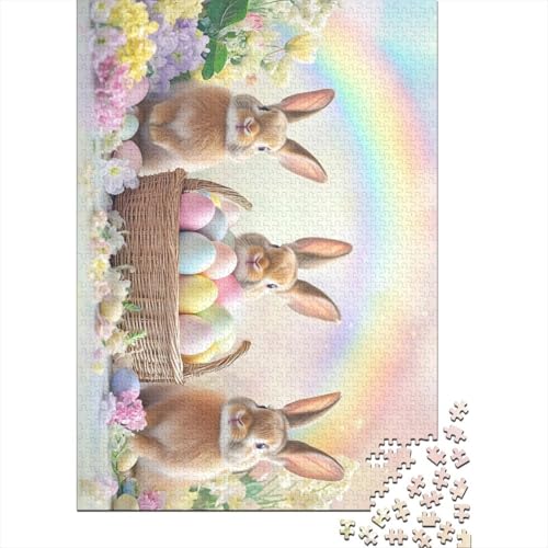 Ostern Niedlicher Hase Ostergeschenke Puzzle Entspannen Sie Sich Herausforderung Spielzeug Premium Karton Puzzle für Jungen oder Mädchen 38x26cm/1000 Teile von LMYmoney