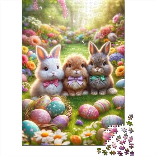 Ostern Niedlicher Hase Ostergeschenke Puzzle Entspannen Sie Sich Herausforderung Spielzeug Premium Karton Puzzle für Jungen oder Mädchen 70x50cm/1000 Teile von LMYmoney