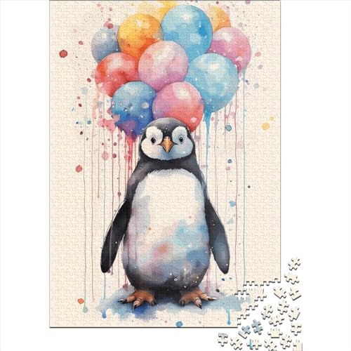 Pinguin-Aquarell-Puzzle für Kinder, 1000 Teile, Holzpuzzle für Erwachsene und Teenager, Heimdekoration, Puzzle-Spielzeug, 1000 Teile (75 x 50 cm) von LMYmoney