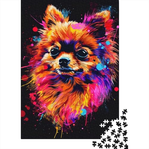 Pomeranian Dog Art Puzzle für Kinder und Jugendliche, 1000 Teile, Holzpuzzle für Teenager, Geschenke, Denksportspiel, 1000 Teile (75 x 50 cm) von LMYmoney