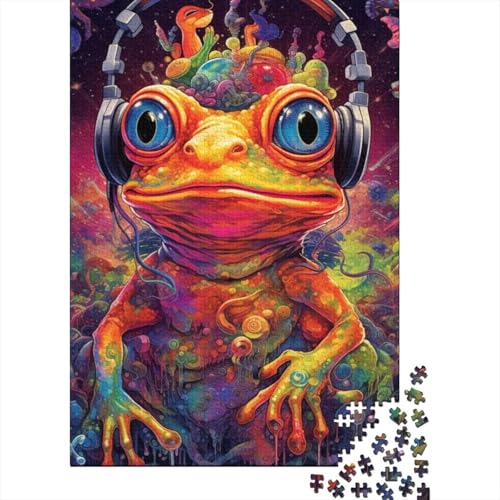 Psychedelischer Musikfrosch-Puzzle 1000 Teile Puzzle für Kinder Denkspiel Puzzlespielzeug für Kinder 1000 Teile (75 x 50 cm) von LMYmoney