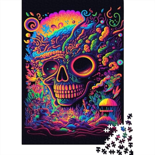 Psychedelischer Totenkopf-Puzzle für Erwachsene, 1000 Teile, klassisches Puzzle, Puzzle, Wandkunst, einzigartiges Spielzeug, Geschenk, 1000 Teile (75 x 50 cm) von LMYmoney