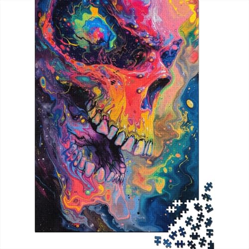 Psychedelischer Totenkopf-Puzzlespiel für Erwachsene, 500-teiliges Puzzle, kreatives Puzzle, Dekomprimierungsspiel, 500 Teile (52 x 38 cm) von LMYmoney