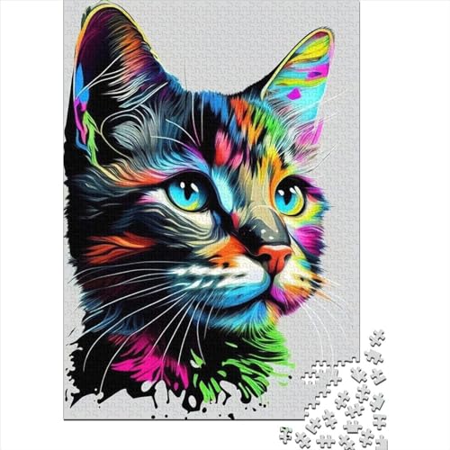 Puzzle, Katze, Pop-Art, Tiergesicht 2, 300-teiliges Holzpuzzle für Kinder ab 18 Jahren, Familienunterhaltungsspielzeug, 300 Teile (40 x 28 cm) von LMYmoney