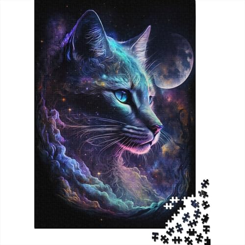 Puzzle 1000 Teile „Weltraum-Mondkatze“ für Kinder, kreatives rechteckiges Puzzle, Geschenk, Puzzlespiel, Denksportaufgaben, Spielzeug, 1000 Teile (75 x 50 cm) von LMYmoney