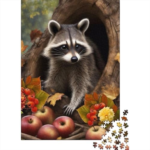 Puzzle 1000 Teile für Erwachsene, Tierkunst, Waschbär-Puzzle für Erwachsene, Kartonpuzzle, Heimkunstdekor, 1000 Teile (75 x 50 cm) von LMYmoney