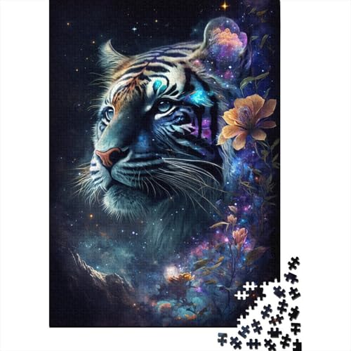 Puzzle 1000 Teile für Erwachsene, Weltraum-Tiger-Blumen-Puzzle, kreatives rechteckiges, Puzzle-Geschenk für Freunde und Familie, 1000 Teile (75 x 50 cm) von LMYmoney