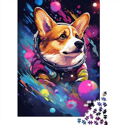 Puzzle 1000 Teile für Erwachsene, künstlerisches Astronauten-Corgi-Puzzle für Erwachsene, Kartonpuzzle, Heimkunstdekor, 1000 Teile (75 x 50 cm) von LMYmoney