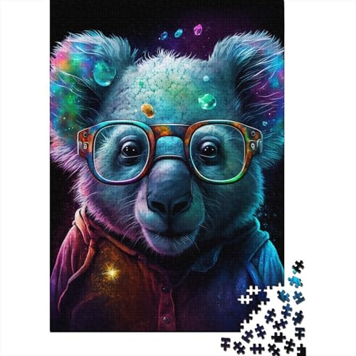 Puzzle 1000 Teile für Kinder, Koala mit Brille, Puzzle für Kinder, Brettpuzzle, Familiendekoration, 1000 Stück (75 x 50 cm) von LMYmoney