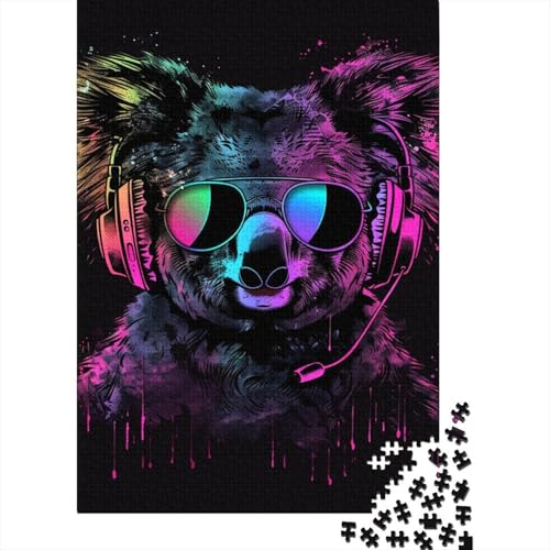 Puzzle 1000 für Erwachsene, Koala mit Kopfhörern und Sonnenbrille, Puzzle, Puzzle für Kinder, Lernspiel, Herausforderungsspielzeug, 1000 Teile (75 x 50 cm) von LMYmoney