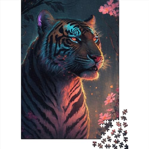 Puzzle 300 Teile für Kinder, Neon Tiger3, Puzzle für Kinder, Papppuzzle, Familienspiele, 300 Teile (40 x 28 cm) von LMYmoney