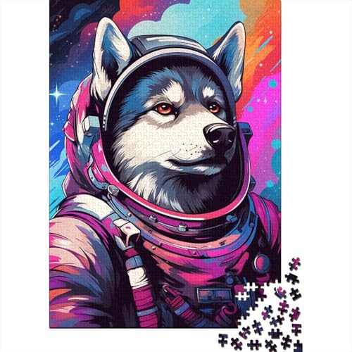 Puzzle 500 Teile, Astronauten-Husky-Puzzle für Erwachsene, Kartonpuzzle, Familienaktivität, 500 Teile (52 x 38 cm) von LMYmoney