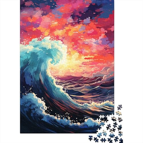 Puzzle 500 Teile für Erwachsene, Bunte japanische Wellen, Puzzle für Erwachsene, Papppuzzle, Familienspiele, 500 Teile (52 x 38 cm) von LMYmoney