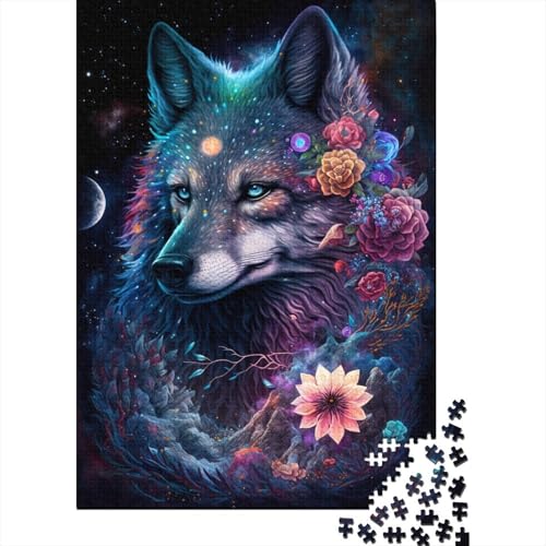 Puzzle 500 Teile für Kinder | Wolf- und Blumenpuzzle | 500-teiliges Puzzle, Lernspiele, Heimdekorationspuzzle, 500 Teile (52 x 38 cm) von LMYmoney