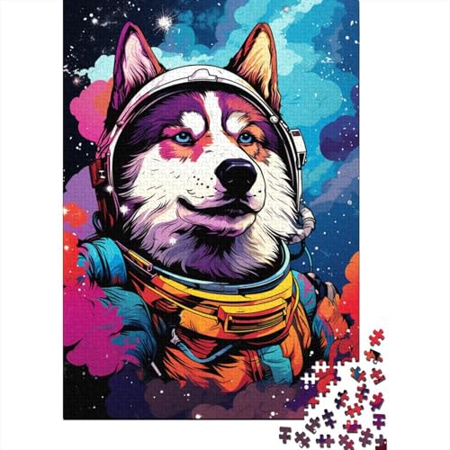 Puzzle Astronaut Husky, 1000-teiliges Holzpuzzle für Personen ab 18 Jahren, Freunde und Familie, 1000 Teile (75 x 50 cm) von LMYmoney